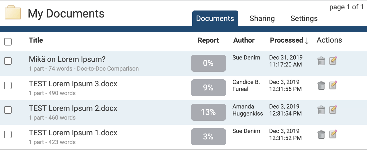 View of all documents in one folder