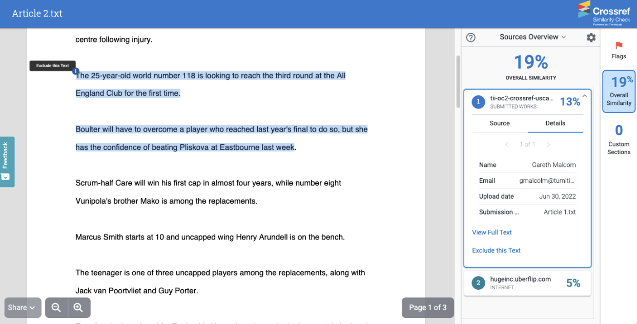 v2 submitted works match details